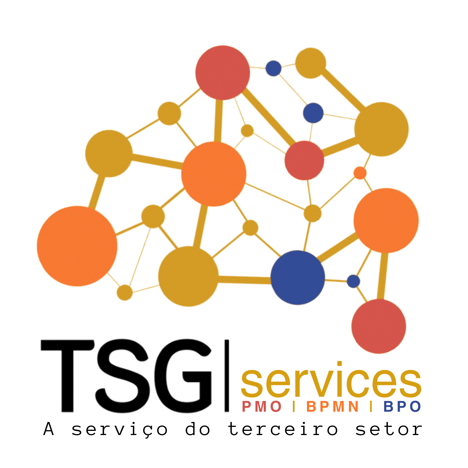 Logo TSG Services, PMO, BPMN e BPO. A serviço do terceiro setor.